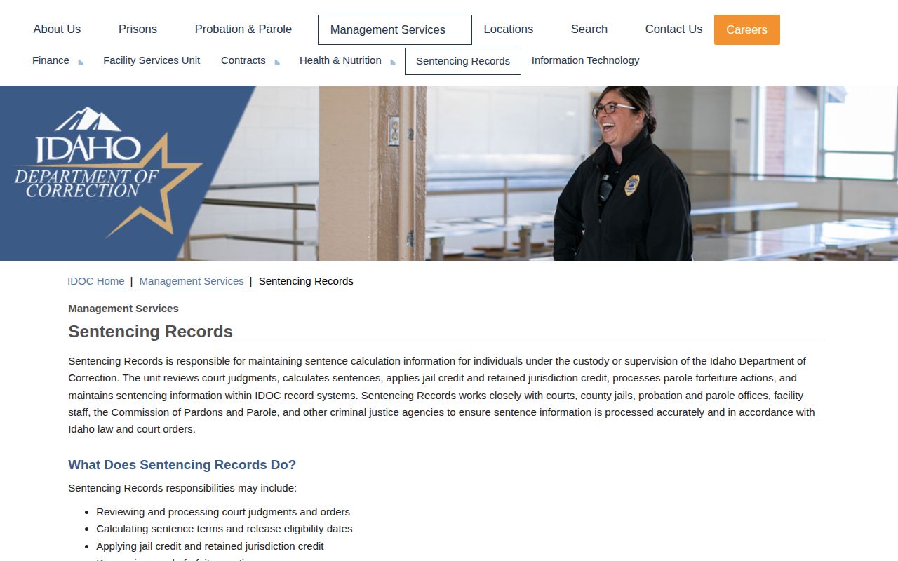 Clearwater County release date lookup through IDOC Sentencing Records