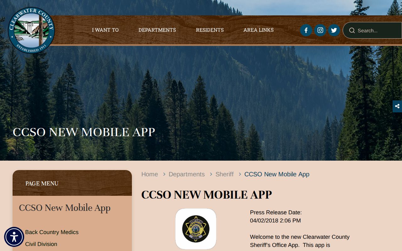 Clearwater County 24-hour release check sheriff app evidence